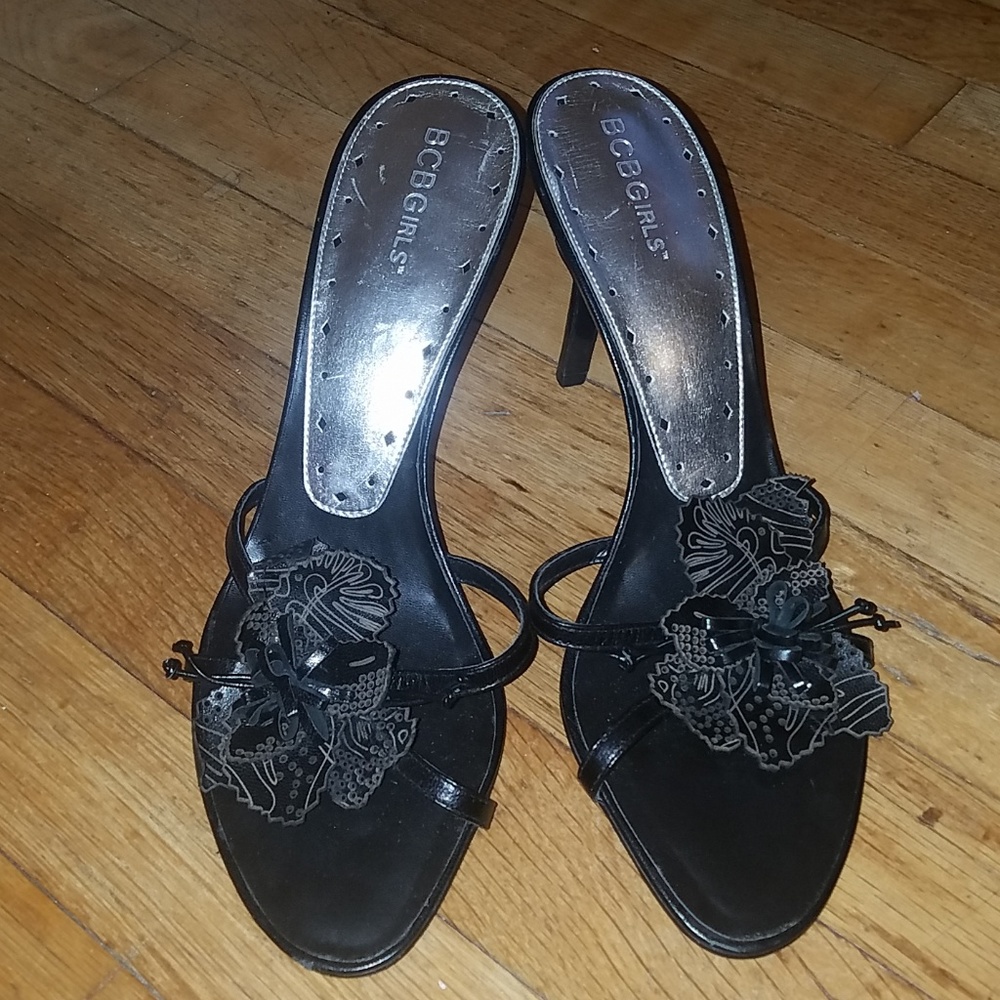 Black leather high heals